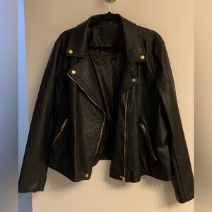 Blank NYC Sleek Black Leather Jacket Sz 2X EUC